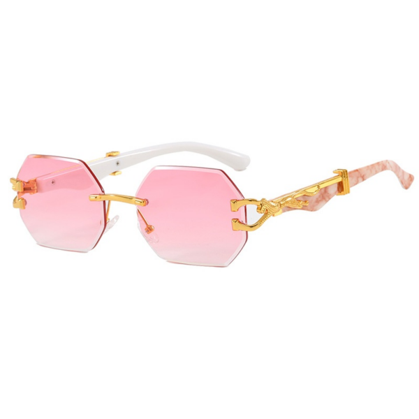 European American Cut Edge Leopard Head Rimless Polygon Irregular Sunglasses Unisex PC Ins Internet Celebrity Street Snap
