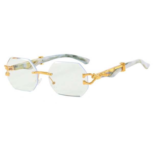 European American Cut Edge Leopard Head Rimless Polygon Irregular Sunglasses Unisex PC Ins Internet Celebrity Street Snap
