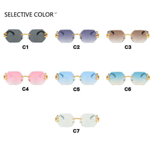 European American Cut Edge Leopard Head Rimless Polygon Irregular Sunglasses Unisex PC Ins Internet Celebrity Street Snap