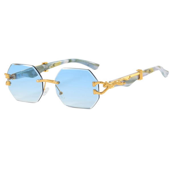 European American Cut Edge Leopard Head Rimless Polygon Irregular Sunglasses Unisex PC Ins Internet Celebrity Street Snap