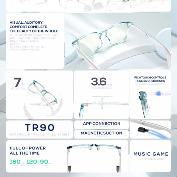 Factory Direct Shipping Smart Glasses With bluetooth Smart Glasses With Phone Smart bluetooth Glasses