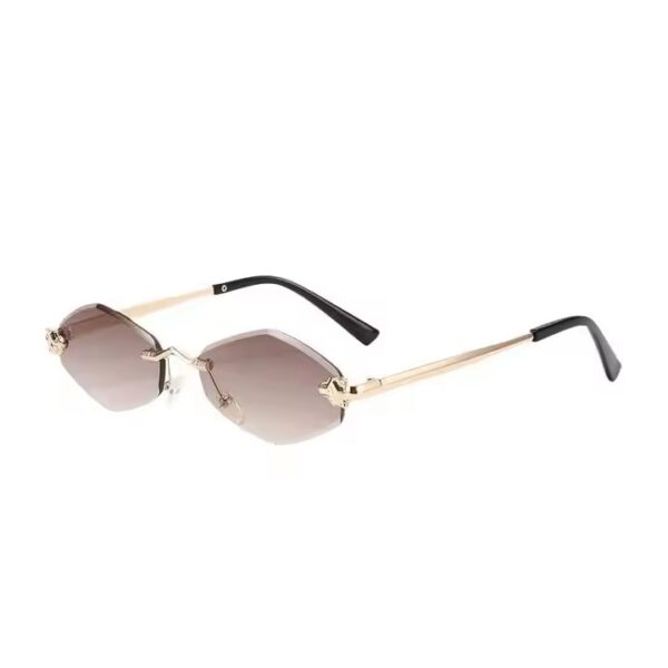 Fashion Cutting Lens Small Diamond Sunglasses Women 2024 New Luxury Brand Rmless Brown Rhombus Sun Glasses Vintage Metal Shades
