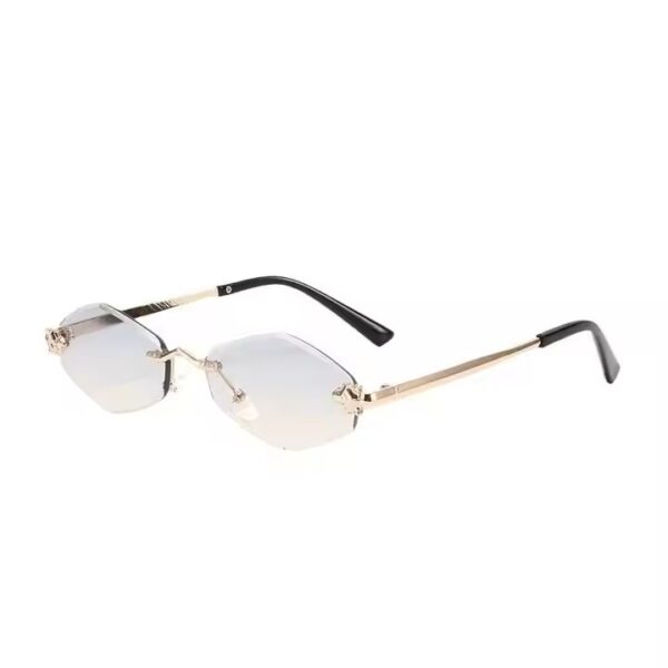 Fashion Cutting Lens Small Diamond Sunglasses Women 2024 New Luxury Brand Rmless Brown Rhombus Sun Glasses Vintage Metal Shades