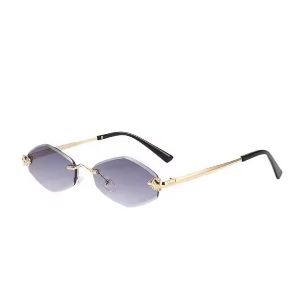 Fashion Cutting Lens Small Diamond Sunglasses Women 2024 New Luxury Brand Rmless Brown Rhombus Sun Glasses Vintage Metal Shades