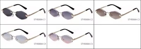 Fashion Cutting Lens Small Diamond Sunglasses Women 2024 New Luxury Brand Rmless Brown Rhombus Sun Glasses Vintage Metal Shades
