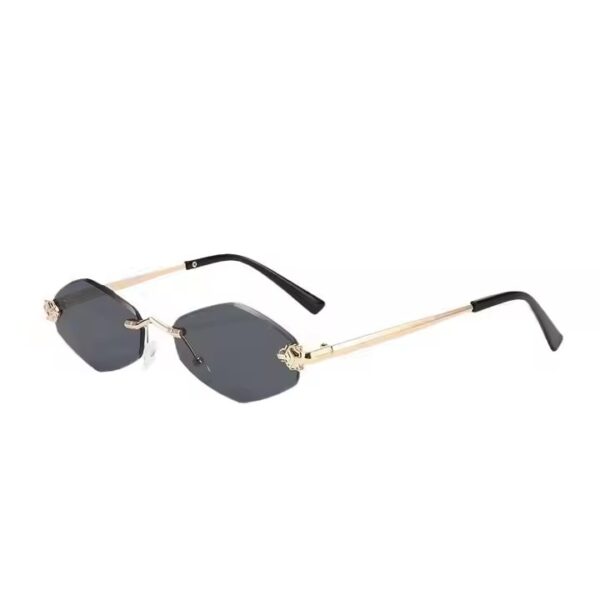 Fashion Cutting Lens Small Diamond Sunglasses Women 2024 New Luxury Brand Rmless Brown Rhombus Sun Glasses Vintage Metal Shades