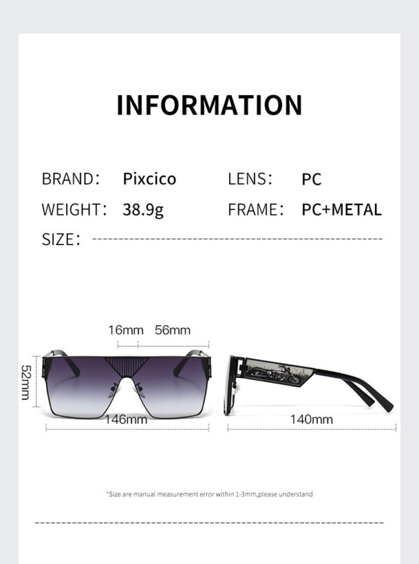 Fashion New Design square Framed Sunglasses Large Framed Sunglasses Men's Trend Matching Sunglasses