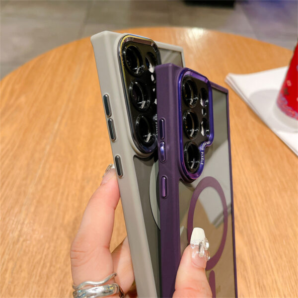 Fashion Plating Metal Lens Protective Phone Case for Samsung S24 Ultra S23Plus S23FE S22+ S21 Magnetic HD Back Cover Wholesale