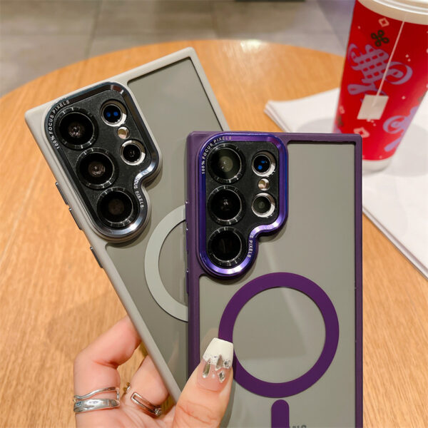 Fashion Plating Metal Lens Protective Phone Case for Samsung S24 Ultra S23Plus S23FE S22+ S21 Magnetic HD Back Cover Wholesale