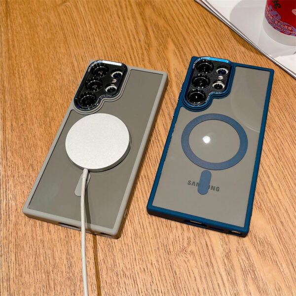 Fashion Plating Metal Lens Protective Phone Case for Samsung S24 Ultra S23Plus S23FE S22+ S21 Magnetic HD Back Cover Wholesale