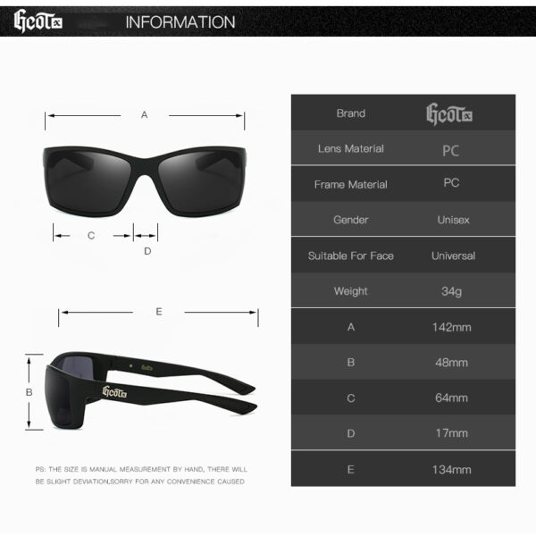 GCOTX 2025 High Quality End UV400 plastic Sports Sunglasses Men's Black Square Sunglasses with Branded Fashion for Motorcycles