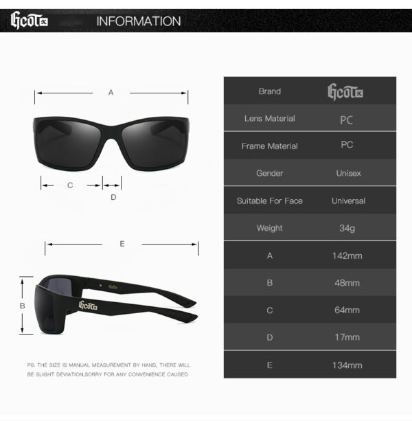 GCOTX 2025 High Quality End UV400 plastic Sports Sunglasses Men's Black Square Sunglasses with Branded Fashion for Motorcycles