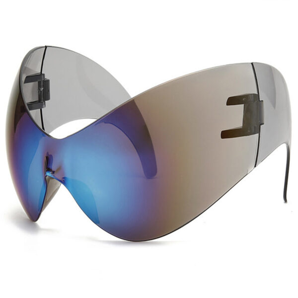 High Quality Rimless Large Frame Eyeglasses Oversized Cool Sunglasses Surrounding Gradient Lenses Men's and Women's Sunglasses