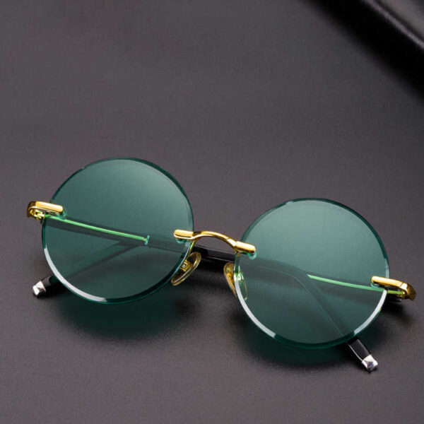 Hot-selling Model of Round Metal-framed Men' Sunglasses Without Temples anti-scratch