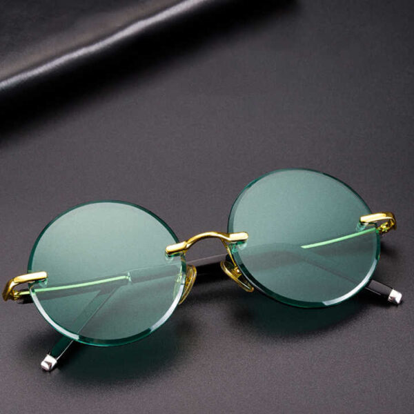 Hot-selling Model of Round Metal-framed Men' Sunglasses Without Temples anti-scratch