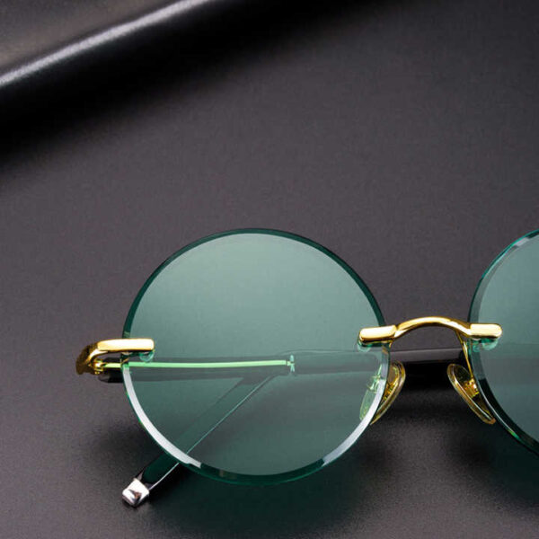 Hot-selling Model of Round Metal-framed Men' Sunglasses Without Temples anti-scratch
