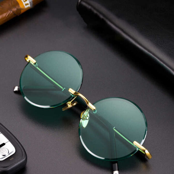 Hot-selling Model of Round Metal-framed Men' Sunglasses Without Temples anti-scratch