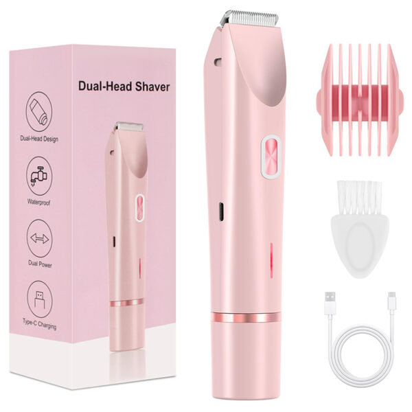 IPX7 Waterproof Dual Head Hair Remove Women Electric Shaver Body Epilator Trimmer 2 in 1 Painless Bikini Shaver for Women