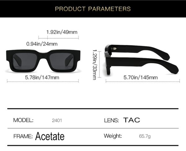 LBashades 2401 Custom Logo High Quality Vintage Square Sunglasses UV400 Retro Polarized Shades Acetate Fashionable Urban Style