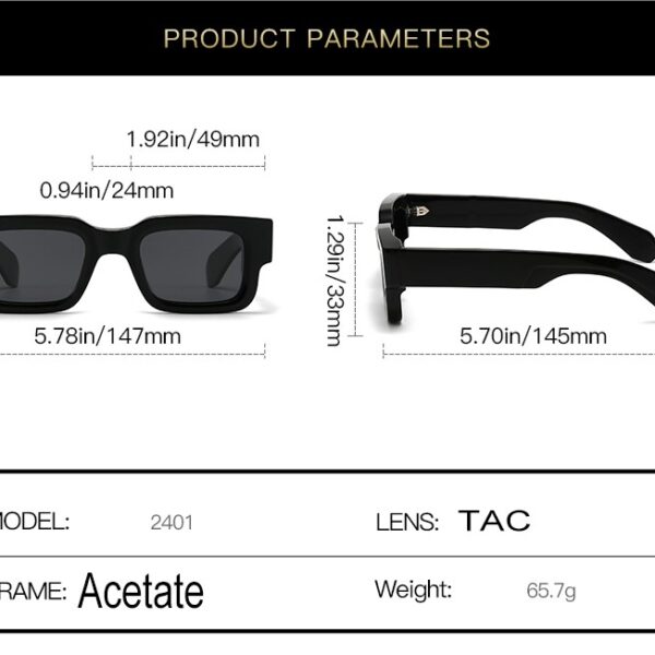 LBashades 2401 Custom Logo High Quality Vintage Square Sunglasses UV400 Retro Polarized Shades Acetate Fashionable Urban Style