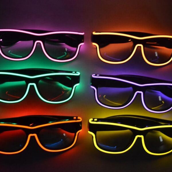 LINLI USB Rechargeable Wireless EL Wire Party LED Glasses Promotional Light Glasses With Clear and Smoky Lens