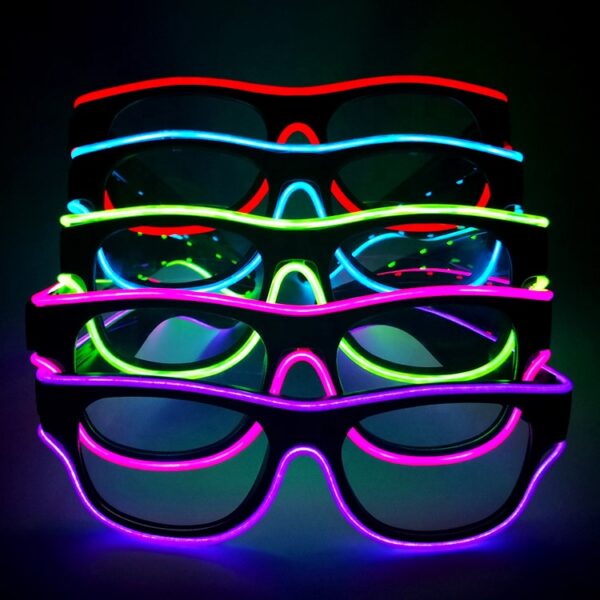 LINLI USB Rechargeable Wireless EL Wire Party LED Glasses Promotional Light Glasses With Clear and Smoky Lens