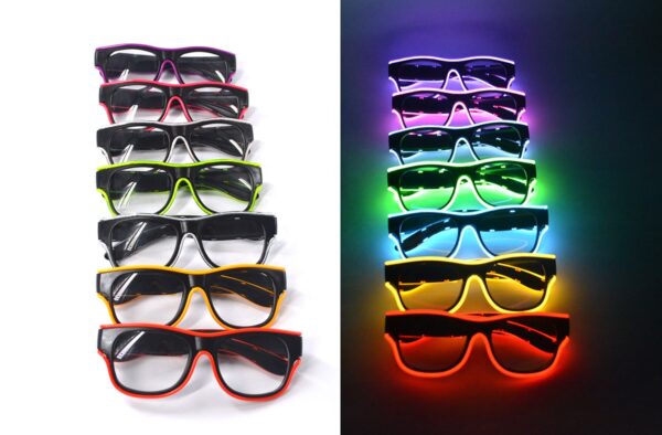 LINLI USB Rechargeable Wireless EL Wire Party LED Glasses Promotional Light Glasses With Clear and Smoky Lens