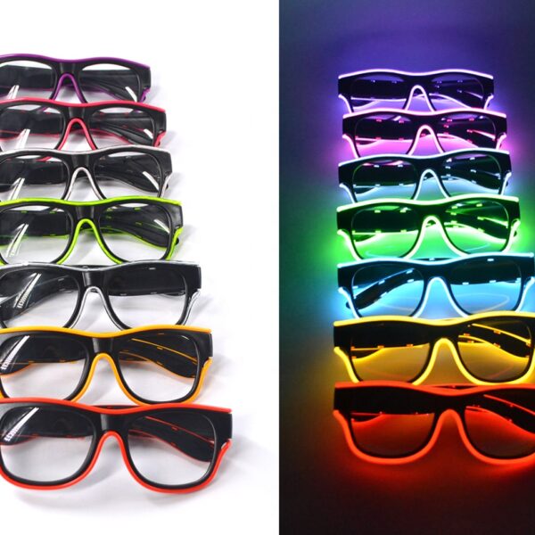 LINLI USB Rechargeable Wireless EL Wire Party LED Glasses Promotional Light Glasses With Clear and Smoky Lens