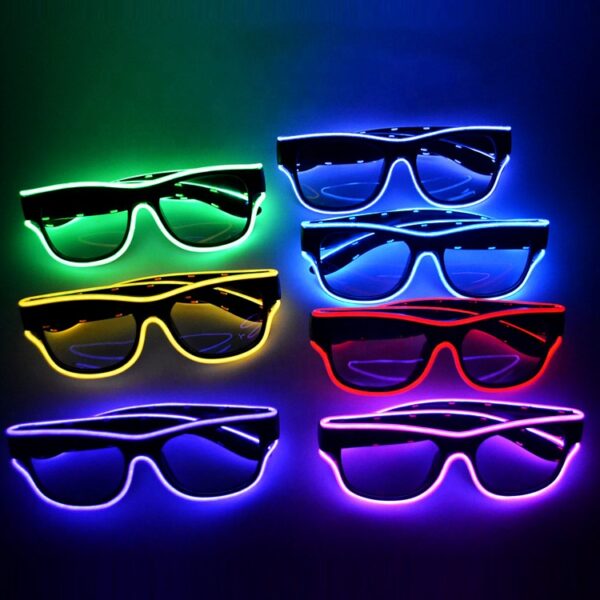 LINLI USB Rechargeable Wireless EL Wire Party LED Glasses Promotional Light Glasses With Clear and Smoky Lens