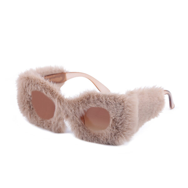 Luxury Brand Plush Winter Sunglasses for Women Fashion Cat-eye Sunglasses for Women Cross-border Tiktok Sunglasses