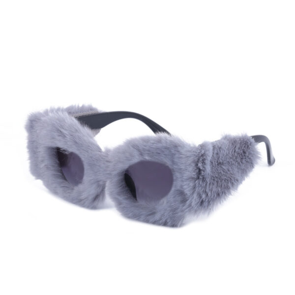 Luxury Brand Plush Winter Sunglasses for Women Fashion Cat-eye Sunglasses for Women Cross-border Tiktok Sunglasses