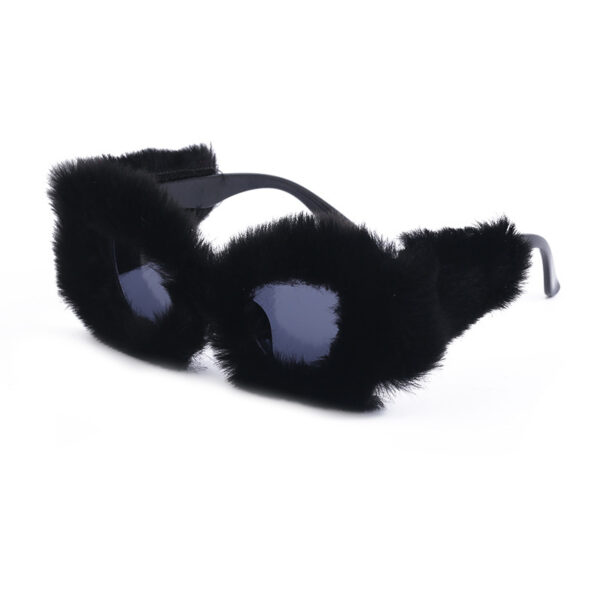 Luxury Brand Plush Winter Sunglasses for Women Fashion Cat-eye Sunglasses for Women Cross-border Tiktok Sunglasses