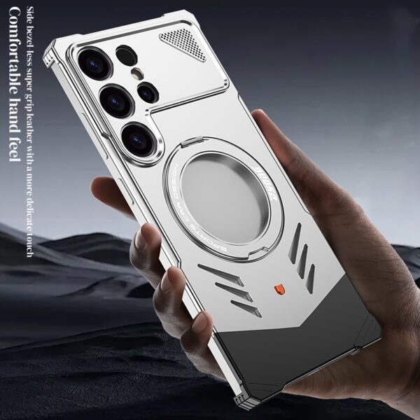 Magnetic Elastic Snap Metal Aluminum 360 rotataing Armor Cover For Samsung Galaxy S25 Ultra 5G Shockproof Heat dissipation Case