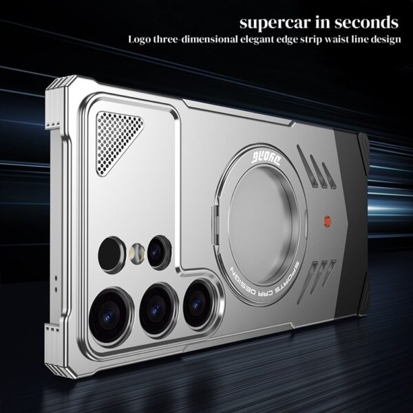 Magnetic Elastic Snap Metal Aluminum 360 rotataing Armor Cover For Samsung Galaxy S25 Ultra 5G Shockproof Heat dissipation Case