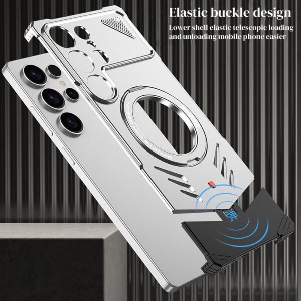 Magnetic Elastic Snap Metal Aluminum 360 rotataing Armor Cover For Samsung Galaxy S25 Ultra 5G Shockproof Heat dissipation Case