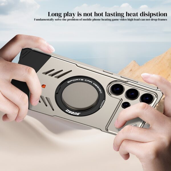 Magnetic Elastic Snap Metal Aluminum 360 rotataing Armor Cover For Samsung Galaxy S25 Ultra 5G Shockproof Heat dissipation Case