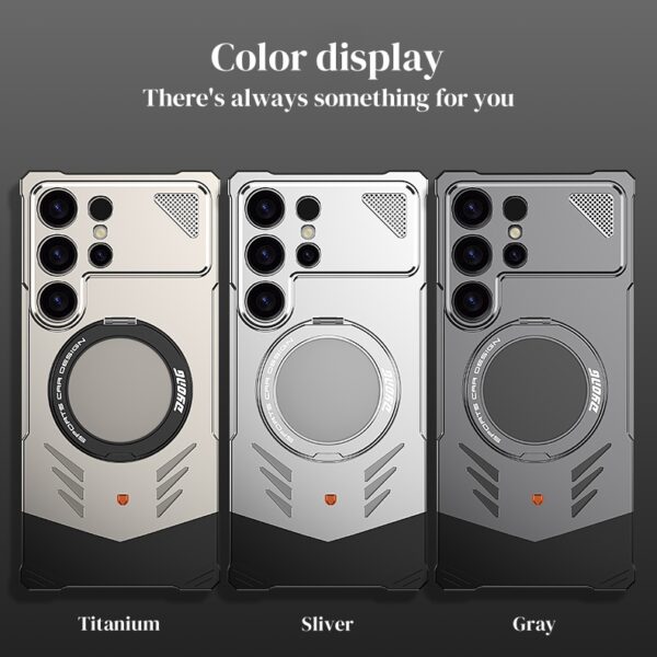 Magnetic Elastic Snap Metal Aluminum 360 rotataing Armor Cover For Samsung Galaxy S25 Ultra 5G Shockproof Heat dissipation Case