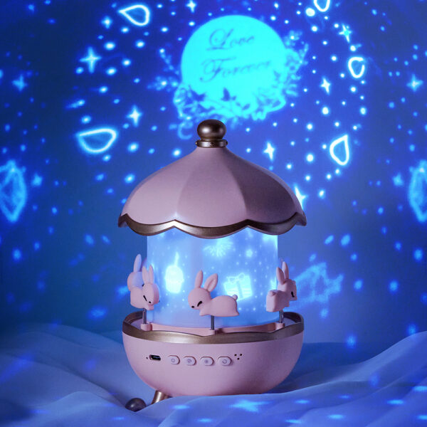 Multifunctional Star Ceiling Projector Button Switch USB Rechargeable LED Night Lights 360 Degree Rotation Bunny Projector