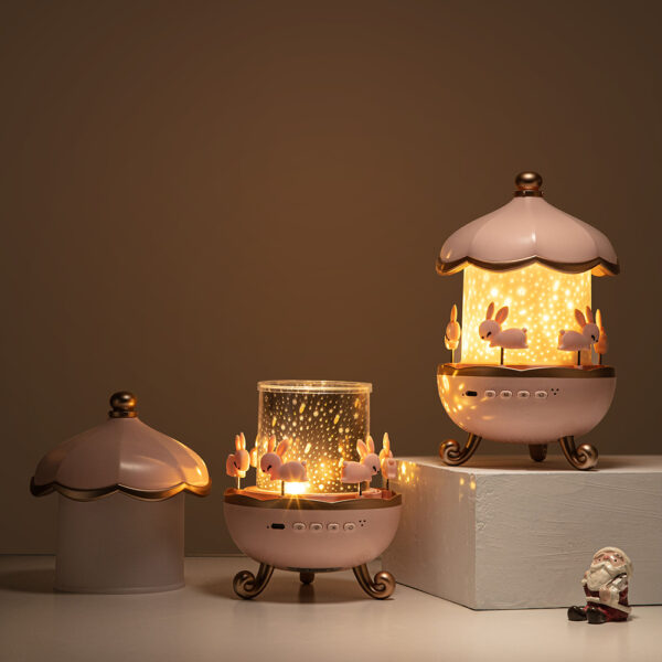 Multifunctional Star Ceiling Projector Button Switch USB Rechargeable LED Night Lights 360 Degree Rotation Bunny Projector