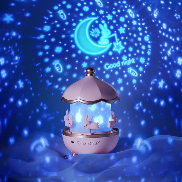 Multifunctional Star Ceiling Projector Button Switch USB Rechargeable LED Night Lights 360 Degree Rotation Bunny Projector