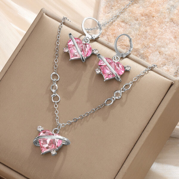 Necklace Earrings Ring Sets White Heart Fritillaria Pendant Gift Jewelry Sets for Women