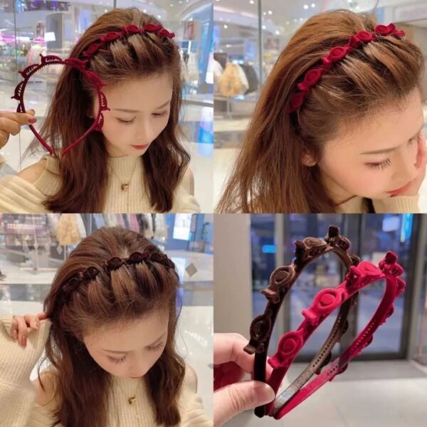 New Braided Sweet All Simple Non-slip Head Band Organize Red Hair Accessories Women Fashion Hair Hoop