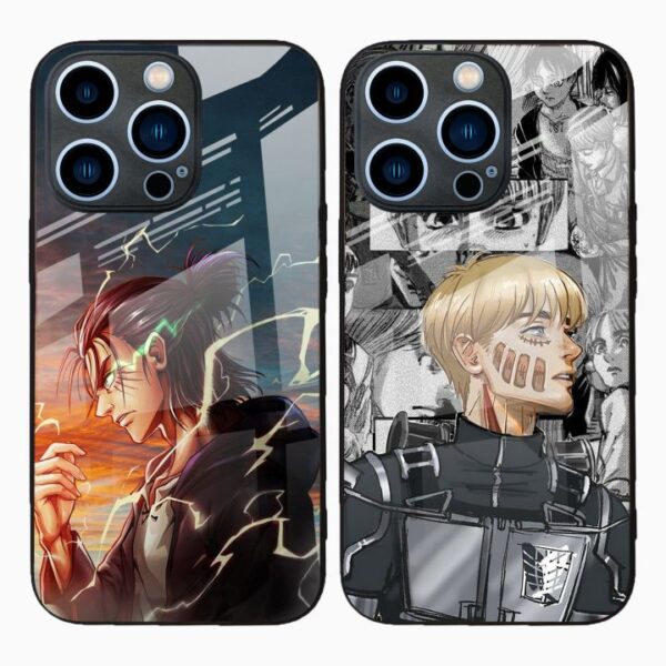 New Cartoon Anime Tempered Glass Mobile Phone Case for iPhone 16 15 14 13 12 11 Pro Max XS XR Anti Scratch Protect Cover