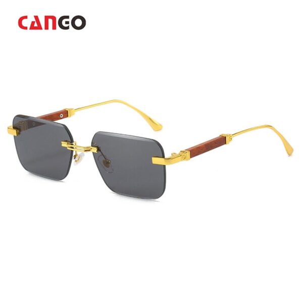 New Fashion in Stock Trend Wood Grain Legs Cut Edge Rimless Sunglasses Gradient Color Lenses square Sunglasses
