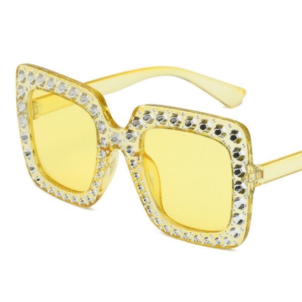 New Retro Full Star Diamond Plated Large Square Frame Sun Glasses UV400 Bling Rhinestone Oversized Party Flash Women Sunglasses