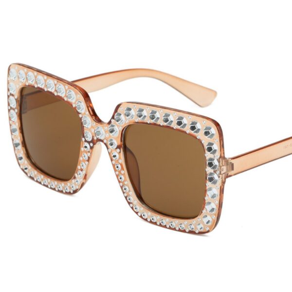 New Retro Full Star Diamond Plated Large Square Frame Sun Glasses UV400 Bling Rhinestone Oversized Party Flash Women Sunglasses
