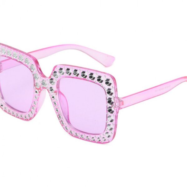 New Retro Full Star Diamond Plated Large Square Frame Sun Glasses UV400 Bling Rhinestone Oversized Party Flash Women Sunglasses
