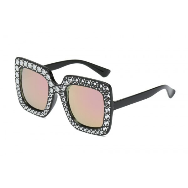 New Retro Full Star Diamond Plated Large Square Frame Sun Glasses UV400 Bling Rhinestone Oversized Party Flash Women Sunglasses