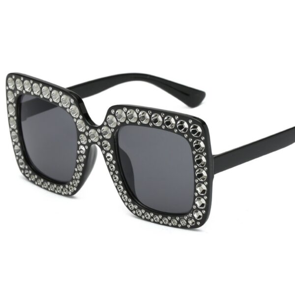 New Retro Full Star Diamond Plated Large Square Frame Sun Glasses UV400 Bling Rhinestone Oversized Party Flash Women Sunglasses