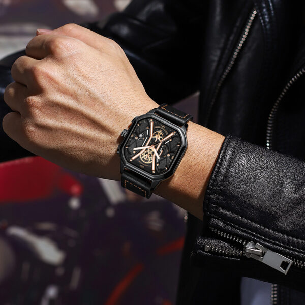 Poedagar 2023 Sport Chronograph Men Wristwatch Waterproof Leather Band Quartz Watch Luminous Calendar Watch for Men